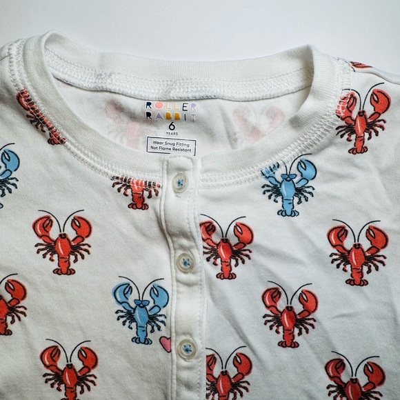 Roller Rabbit Kids Blue Lobster Pajama Top Size 6 - Picture 4 of 4